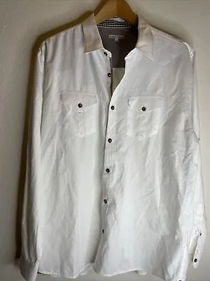 MARK ECKO MENS Button Up White Dress Shirt Textured Size L Nice! • $23.99