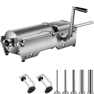 VEVOR Sausage Stuffer Filler Maker 10L Meat Machine Horizontal 5 Nozzles DIY • £154.79