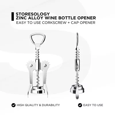 STORESOLOGY Wine Bottle Opener - Premium Winged Corkscrew Versatile Wing Corksc • £6.99