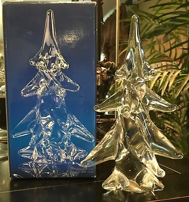 $44.99 • Buy Toscany Crystal Art Glass Clear Christmas Down Swept Pine Tree 8  IOB