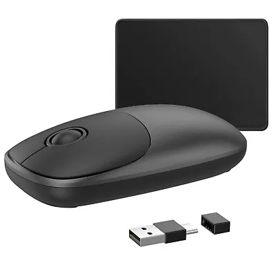 Wireless Mouse Ultra Slim Compact Silent With Mouse Pad Gold For Mac PC Laptop • £8.99