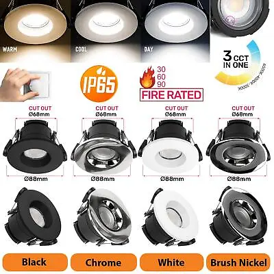 LED Fire Rated Recessed Downlight Dimmable Ceiling Spotlights Fitting IP65 Rated • £111.99