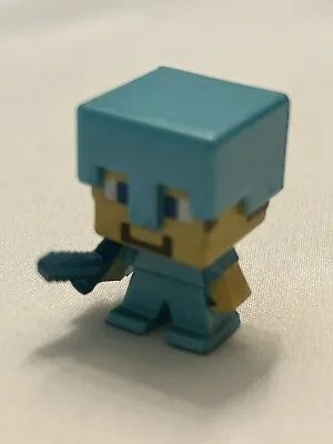 Minecraft Series 3 -  STEVE IN BLUE DIAMOND ARMOR 1” Mattel Mini Figure Loose • $5.99