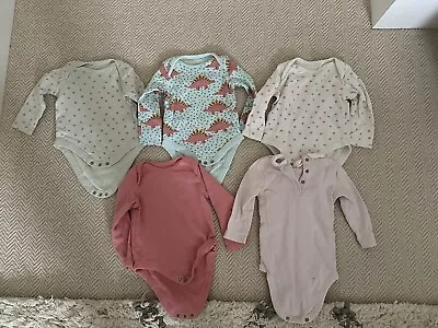 Bundle Of 5x Baby Unisex Bodysuits 3-6 Months Long Sleeve • £10