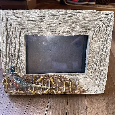 Vintage Wooden Picture Frame W/ Quail Hunting Cabin Decor Distressed Style • $30.19