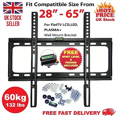 Tv Wall Bracket Mount Slim For 28 30 32 40 42 50 65 Inch Flat 3d Lcd Led Plasma • £7.95