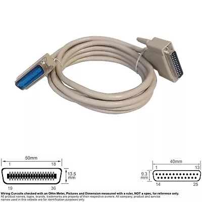 Cable Parallel Printer Mini Centronics 36 Pin D-Sub DB 25 IEEE 1284 6FT #220529 • $10