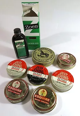 Lot Of 8 Vintage Shoe Polish Tins And Bottled Dye — Used • $10.95