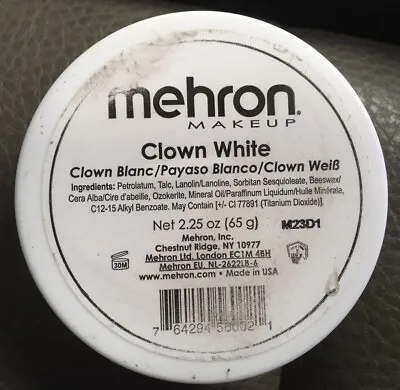 Mehron Makeup Clown White Professional Makeup 2.25 Oz New Other Free Delivery • £10.99