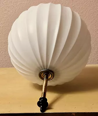 Vintage MCM Retro Ribbed Glass Globe Ceiling Light Shade Cover W/Hardware 8 Tall • $27.99