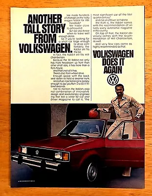 1981 Volkswagen Vw Rabbit—wilt Chamberlain—original Vintage Magazine Print Ad • $8.40