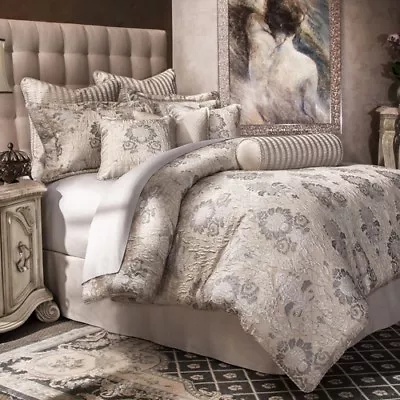 Aico Sycamore Grove Silver 9 Pc KING Comforter Set MA-BCS-KS10-SYMRG-SLV • $699