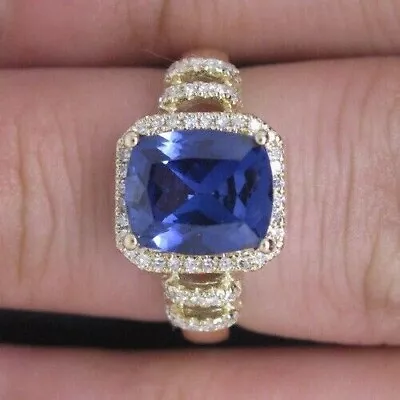 1.80 Carat Natural Blue Tanzanite Diamond Ring In 14KT Yellow Gold • $437.75