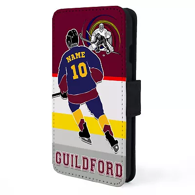 Guilford Ice Hockey IPhone Case Personalised Flip Phone Cover Mens Dad Gift • £12.95