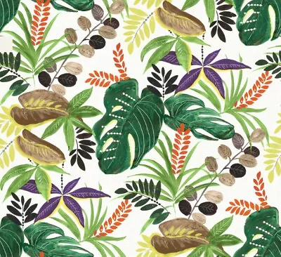 Tropical Painted Leaves Green PVC Vinyl Wipe Clean Oilcloth Tablecloth • £7.99