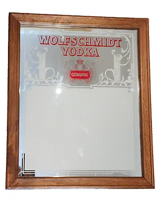 Vintage WOLFSCHMIDT GENUINE VODKA Bar Mirror SIGN 22  X 18 1/2 • $28