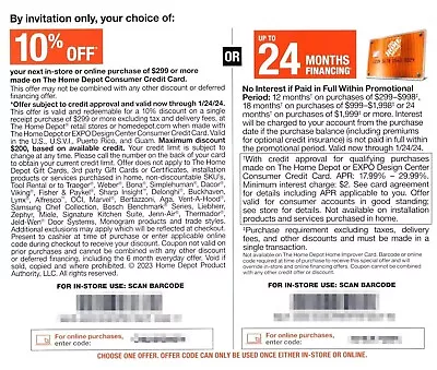 HOME DEPOT Coupon 10% Off Online / In Store OR 24 Months Financing Exp 04/14/24 • $18