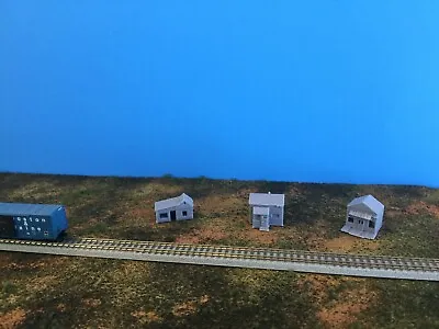 (3) Small ABANDONED HOUSES Run Down Building Set  Z Scale 1:220 Trackside Shanty • $12.93