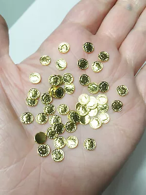 M00686x5-FS MOREZMORE 50 Miniature 6mm Gold Coins Metal Money 1:6 Scale Prop • $24