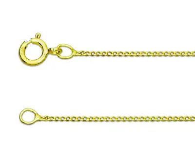 9ct Yellow Gold 0.7mm Diamond Cut Curb Chain 16 /40cm 18 /45cm 20 /50cm Necklace • £45