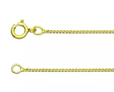 9ct Yellow Gold 0.7mm Diamond Cut Curb Chain 16 /40cm 18 /45cm 20 /50cm Necklace • £45