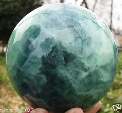 80-85mm +stand Glow In The Dark Stone Crystal Fluorite Sphere Ball Iceland SPAR • £28.79