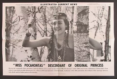 Vintage 1962 POCAHONTAS DESCENDANT Illustrated Current News Poster ANNIVERSARY • $17.08