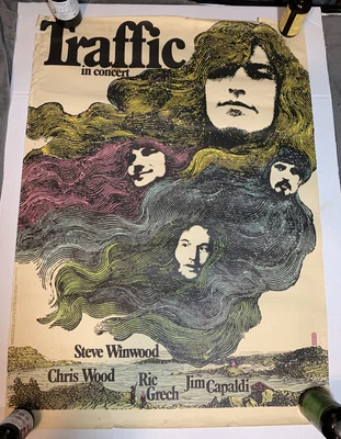 $100 • Buy Rare Vtg. 1971 TRAFFIC In Concert Poster Steve Winwood - Gunther Kaiser Artwork