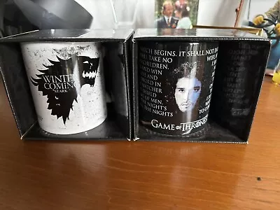 Game Of Thrones Mugs | House Stark & John Snow Nightswatch | Boxed New 2 • £2.50