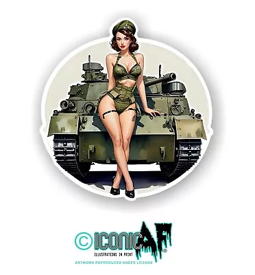 Sexy Retro Military Army Pinup Pin-Up Girl Vinyl Car Biker Sticker Decal 10cm M7 • £2.69