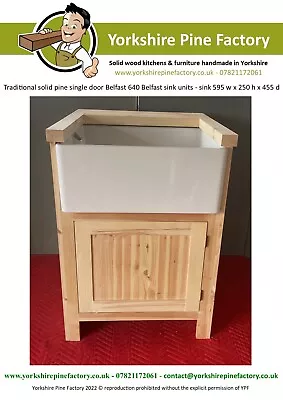 £307 • Buy FREE STANDING Solid Pine Single Shaker Door Belfast Sink Cabinet INCLUDES SINK