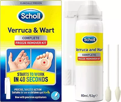 Scholl Verruca & Wart Complete Freeze Remover Kit 80ml - Verucca Freeze Treatm • £18.68