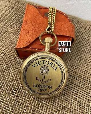 Vintage Mens Quartz Brass Pocket Watches London 1875 With Box Gift • $27.50