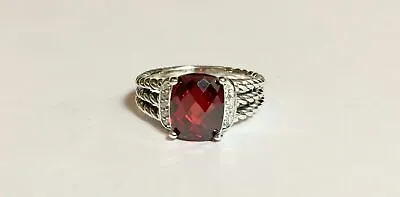 David Yurman 10x8mm Garnet And Diamond Petite Wheaton Ring Size 9 • $249