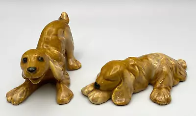 Royal Haeger R776 Brown Playful Sleeping Cocker Spaniel Dog Figurines Set Of 2 • $58.50