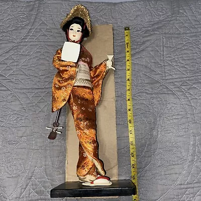 Vintage NISHI & Co. LTD. Japanese Geisha Doll With Samisen Toriai Kabuki 16 Inch • $13