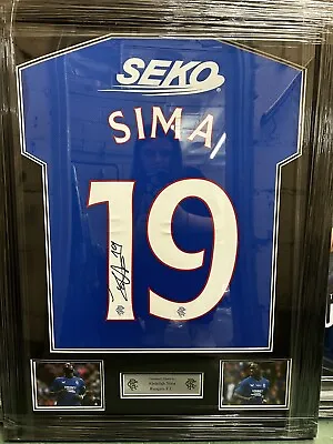£225 • Buy Abdallah Sima Signed Framed Rangers 23/24 Home Shirt With COA