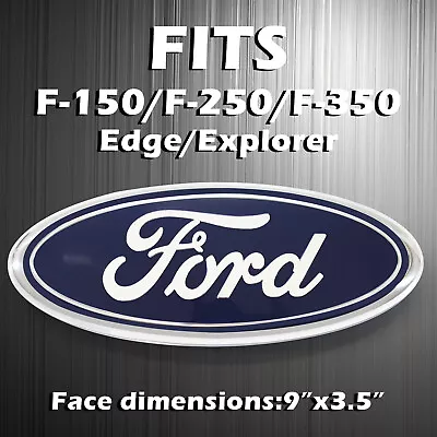 BLUE & CHROME 2005-2014 Ford F150 FRONT GRILLE/ TAILGATE 9 Inch Oval Emblem!!` • $10.23