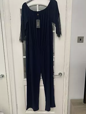 Lisa Riley Just Be You Lace Detail Jumpsuit XXL Fits Size 22 Inside Leg 29” • £3