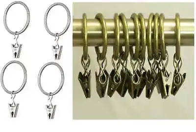 Multipurpose Window Curtain Clothes Metal Clips With Rings Hooks • £1.49