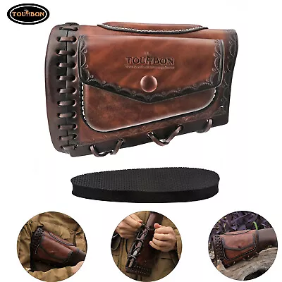 Tourbon Leather Slipon Recoil Pad Rifle Cheek Rest Riser Gun Buttstock Cover Bag • $53