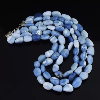 Fantastic 960 Cts Natural 3 Strand Blue Opal Women Necklace Jewelry AK 33 E540 • $10