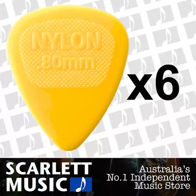 6 X Jim Dunlop Midi Standard .80MM  ( 0.80mm ) Guitar Picks Plectrums Yellow • $6.95