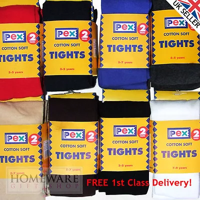 £9.50 • Buy Pex School Tights 2 Pairs Girls Childrens Ladies Cotton Rich Sizes 2y 13y Uk New