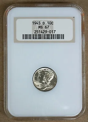 1945-d Mercury Dime Ngc Ms67 429017 - Old Holder • $67.50