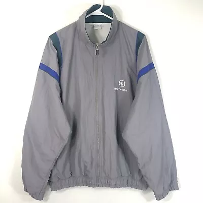 Vintage 90s Sergio Tacchini Track Jacket Gray Full Zip Men’s 40 (M*) Windbreaker • $39.95