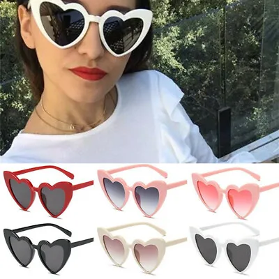 Ladies Retro Lolita Love Heart Shape Sunglasses.Vintage Womens UV400 Sunglasses • £1.93