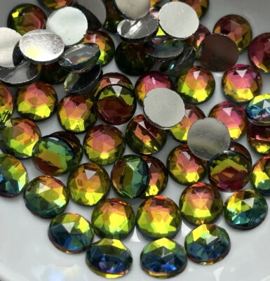 $7.61 • Buy 12 Vintage Vitrail Medium Cabochons 7mm Foiled Czech Glass Cabs C14-21