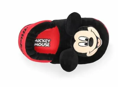 Boys Mickey Mouse Slippers Buffalo Check Slip On Kids Plush Slippers Sizes 5/6  • £21.37