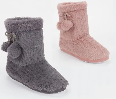 £9.89 • Buy Ladies Womens Warm Bootie Pom Pom Bootee Winter Ankle Boots Slippers Size 3-8